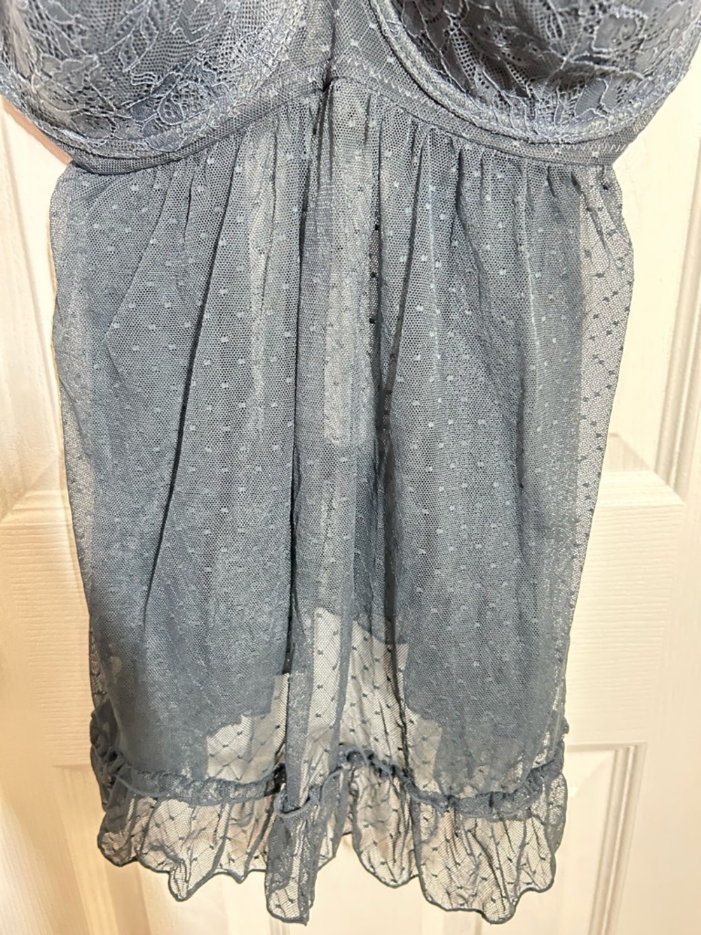 Torrid 2X Lace Mesh Babydoll Lingerie Gray Strappy Back Plus Size Sexy Chemise - Picture 12 of 14